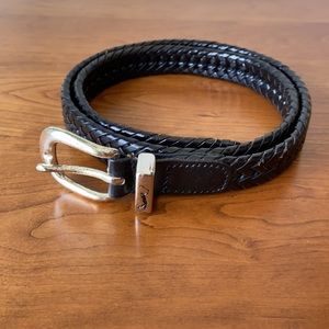 Black Leather Weave Belt